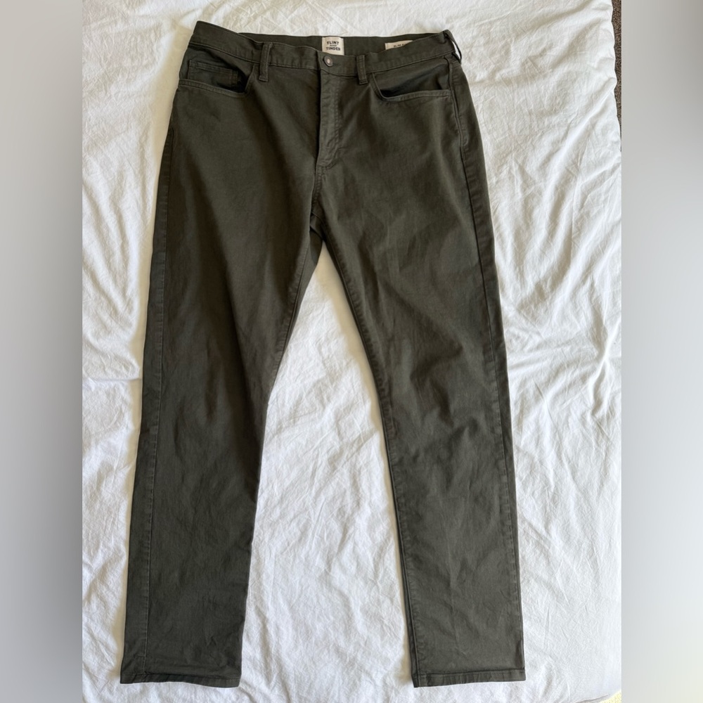 Flint and Tinder 365 Slim fit pant - Olive Green - 34x32